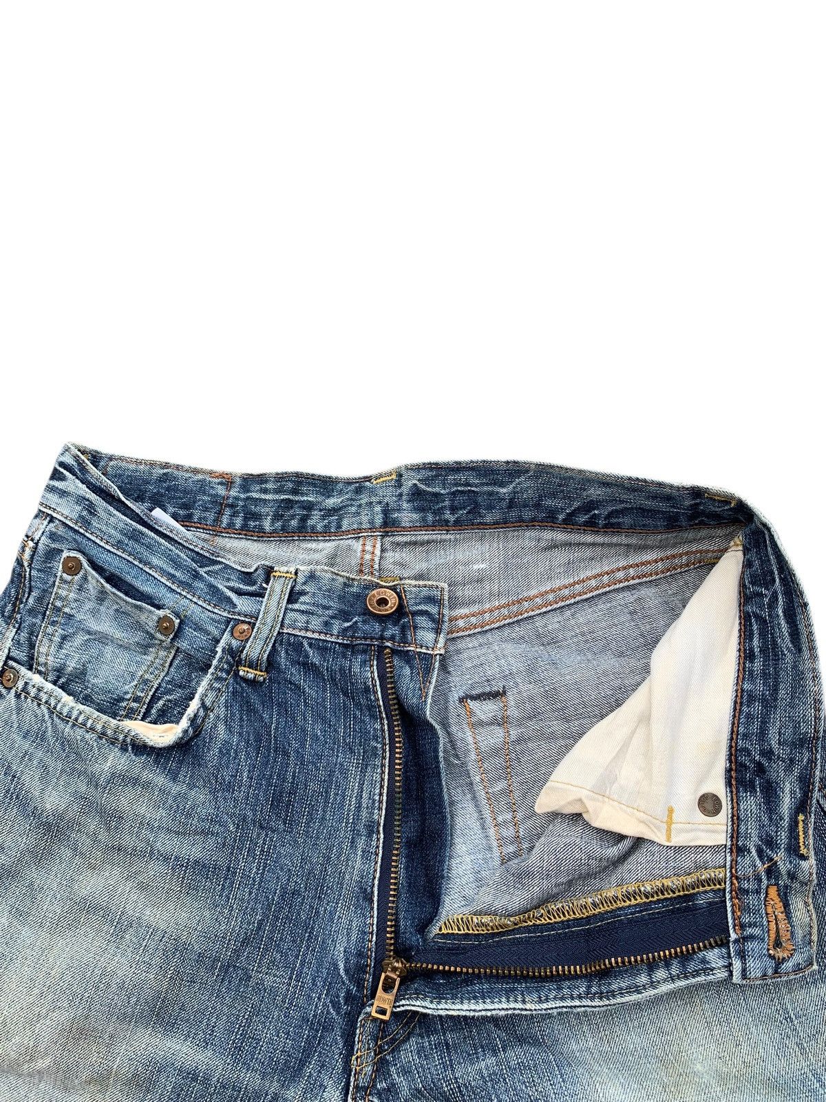 Edwin VINTAGE EDWIN 505z SELVEDGE FADED & RUSTY DISTRESSED DENIM Size US 29 - 13 Thumbnail