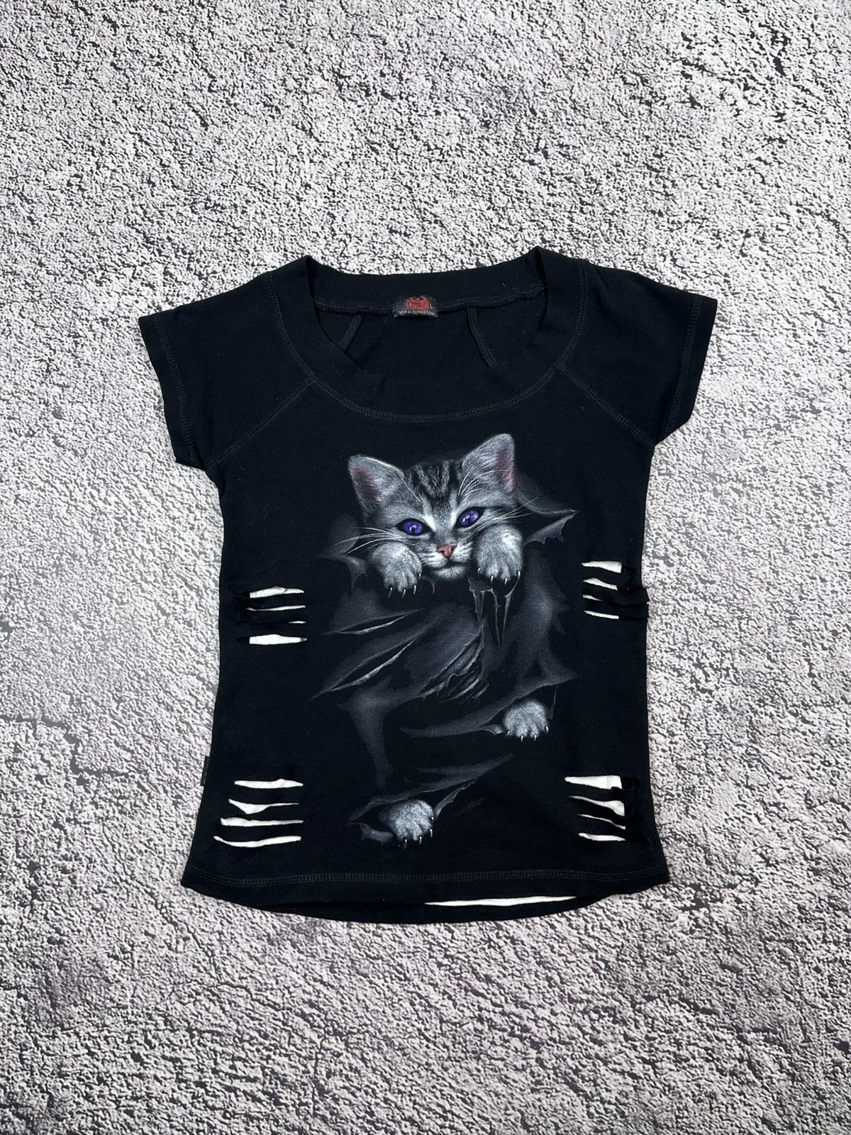 Japanese Brand Vintage Spiral Cat Distressed Gothic AvantGarde Top L Size L / US 10 / IT 46 - 1 Thumbnail