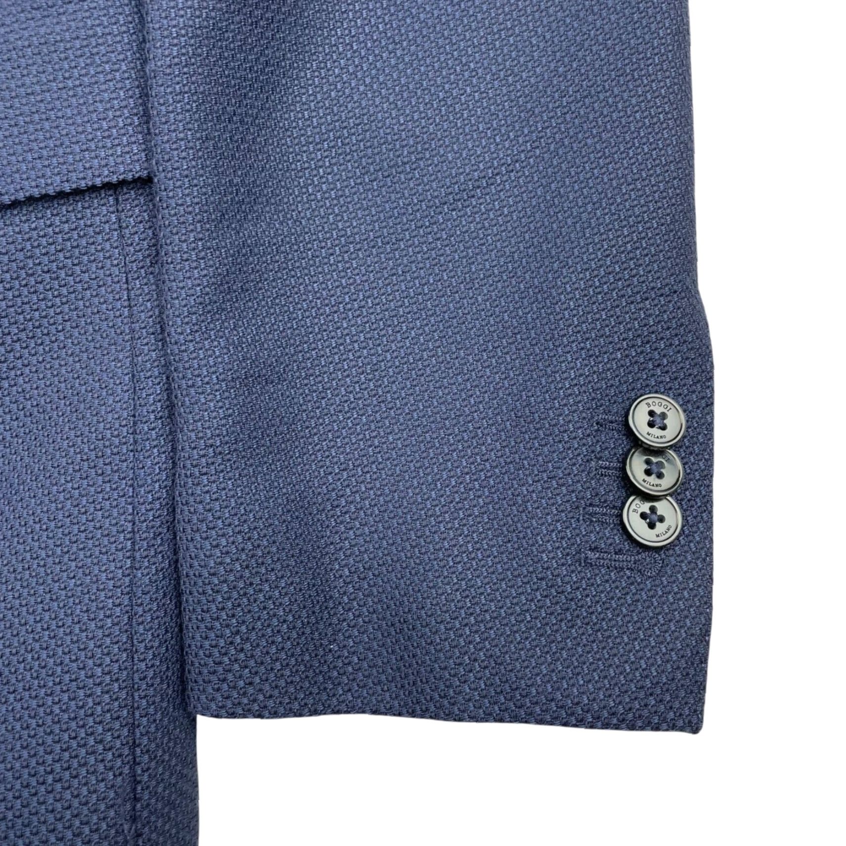 Vintage Boggi Milano Men’s Blazer Navy Blue 2-Button Slim Fit Wool 40R US 50 EU Italy Blazer Notch Lapel Single-Breasted Jacket (Regular) Mens Size 40R - 4 Thumbnail