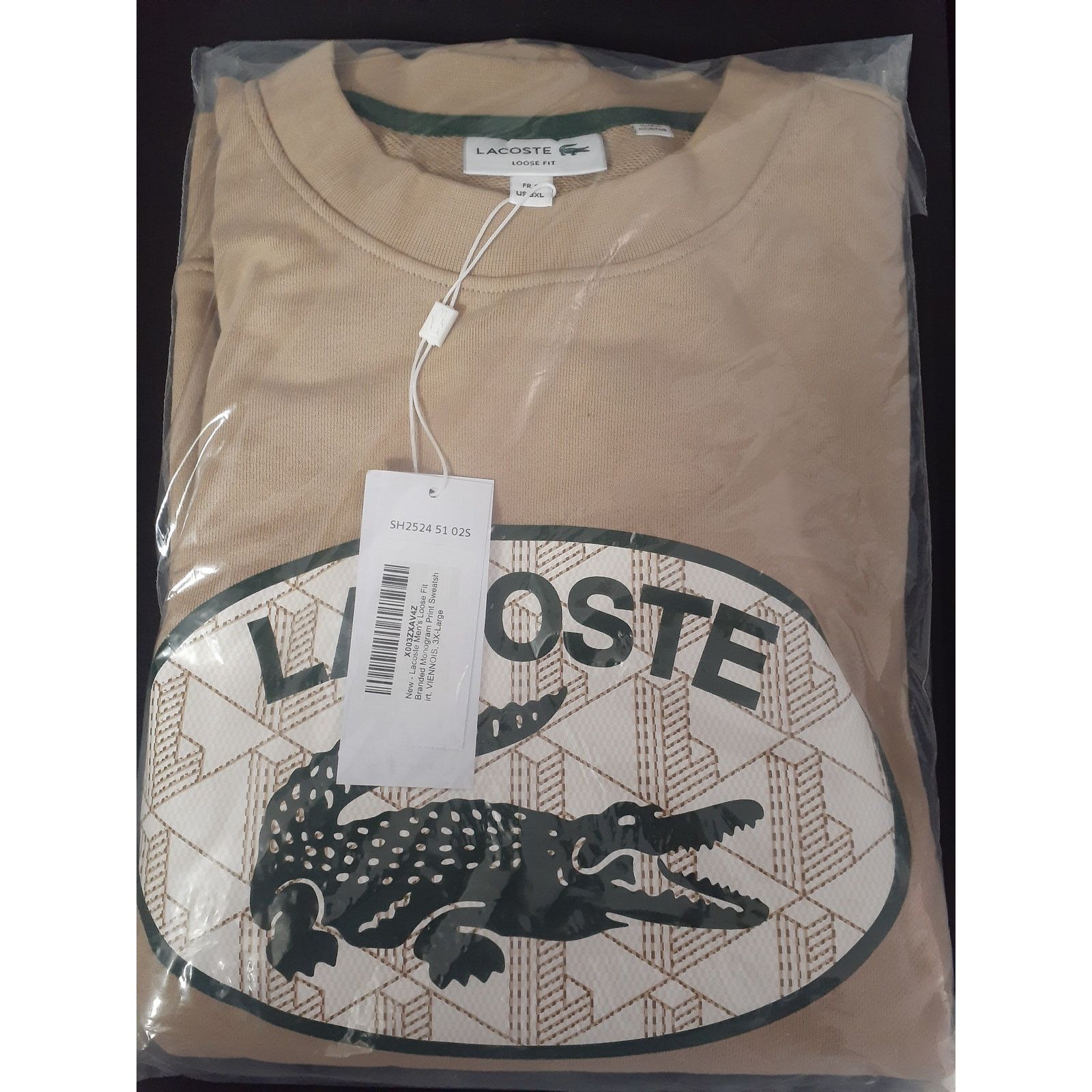 Lacoste Lacoste Mens Loose Fit Branded Monogram Print Sweatshirt 3XL Size US XXL / EU 58 / 5 - 2 Thumbnail