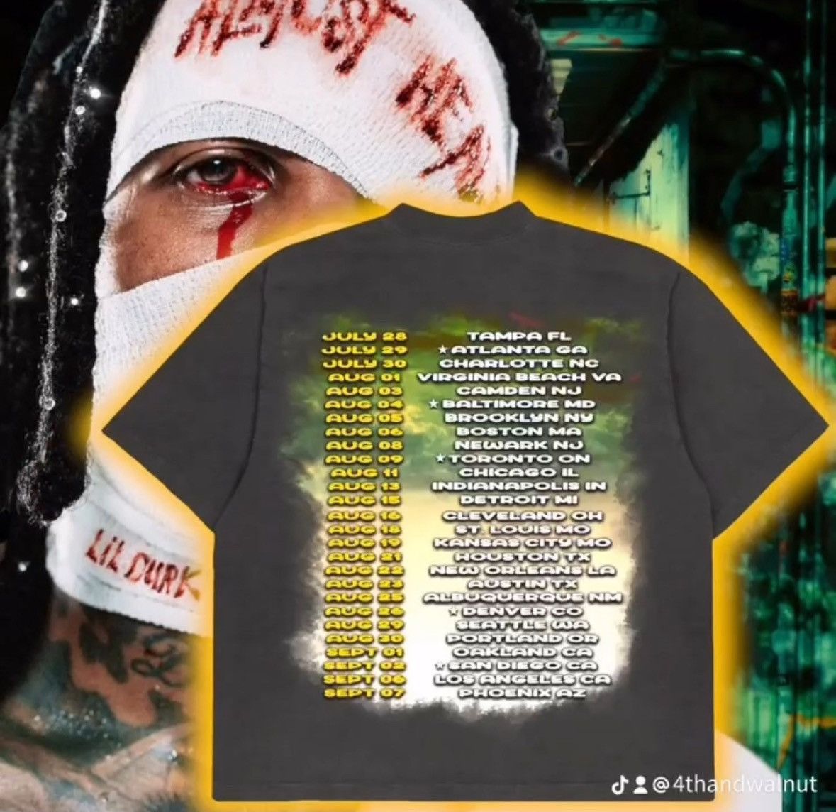 Rap Tees (Authentic) Lil durk’s oFFiCiaL aLMoSt HeaLeD 🤕 TouR Tee Size US M / EU 48-50 / 2 - 2 Thumbnail