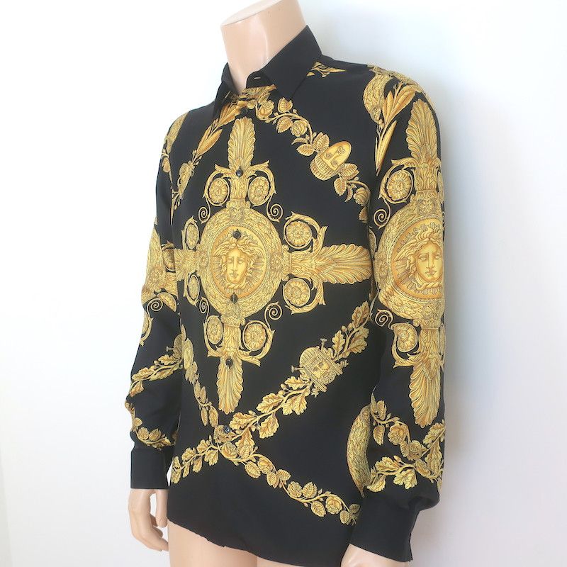 Versace Versace Palazzo Fit Maschera Baroque Shirt Black/Gold Sz 40 Size US XXS / EU 40 - 3 Thumbnail