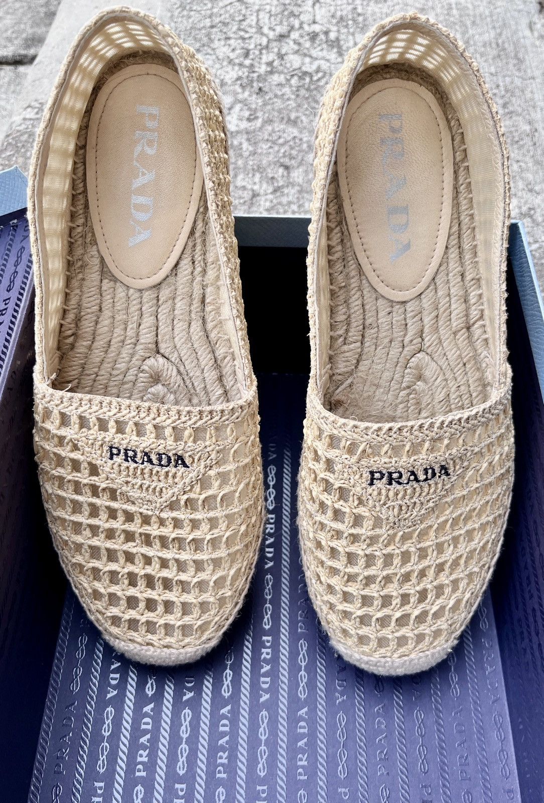 Prada Prada Rafia Logo Espadrille Size US 7 / IT 37 - 3 Thumbnail