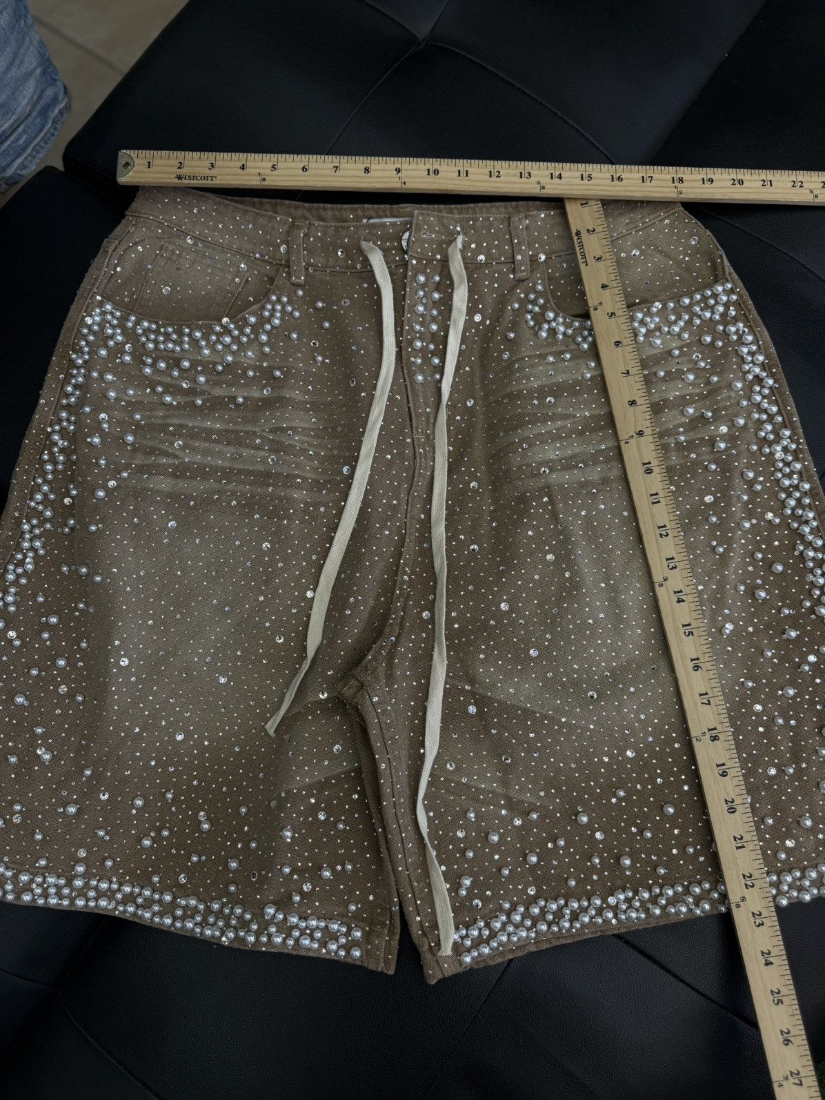 Vale Valley Rhinestone Crystal Shorts Denim Tan Size 34 Size US 34 / EU 50 - 8 Thumbnail