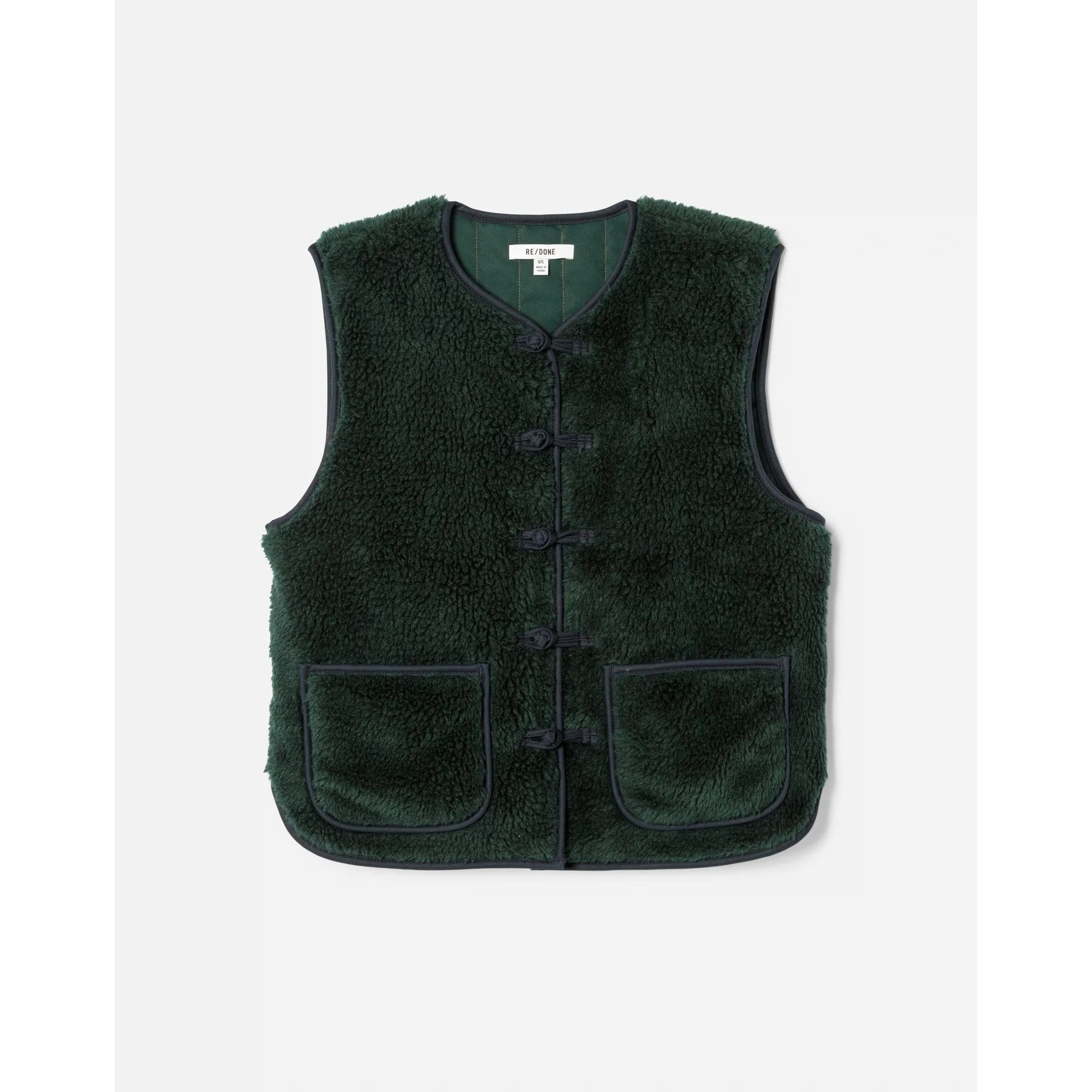 image of Redone $395 NWT Re/done Knot Front Sherpa Evergreen Vest Size S, Women's