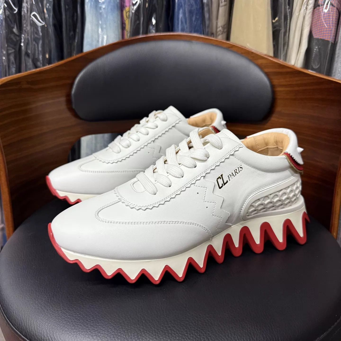 Christian Louboutin CL White Leather Red Sole Sneaker 40 Like New Size US 7 / EU 40 - 1 Thumbnail