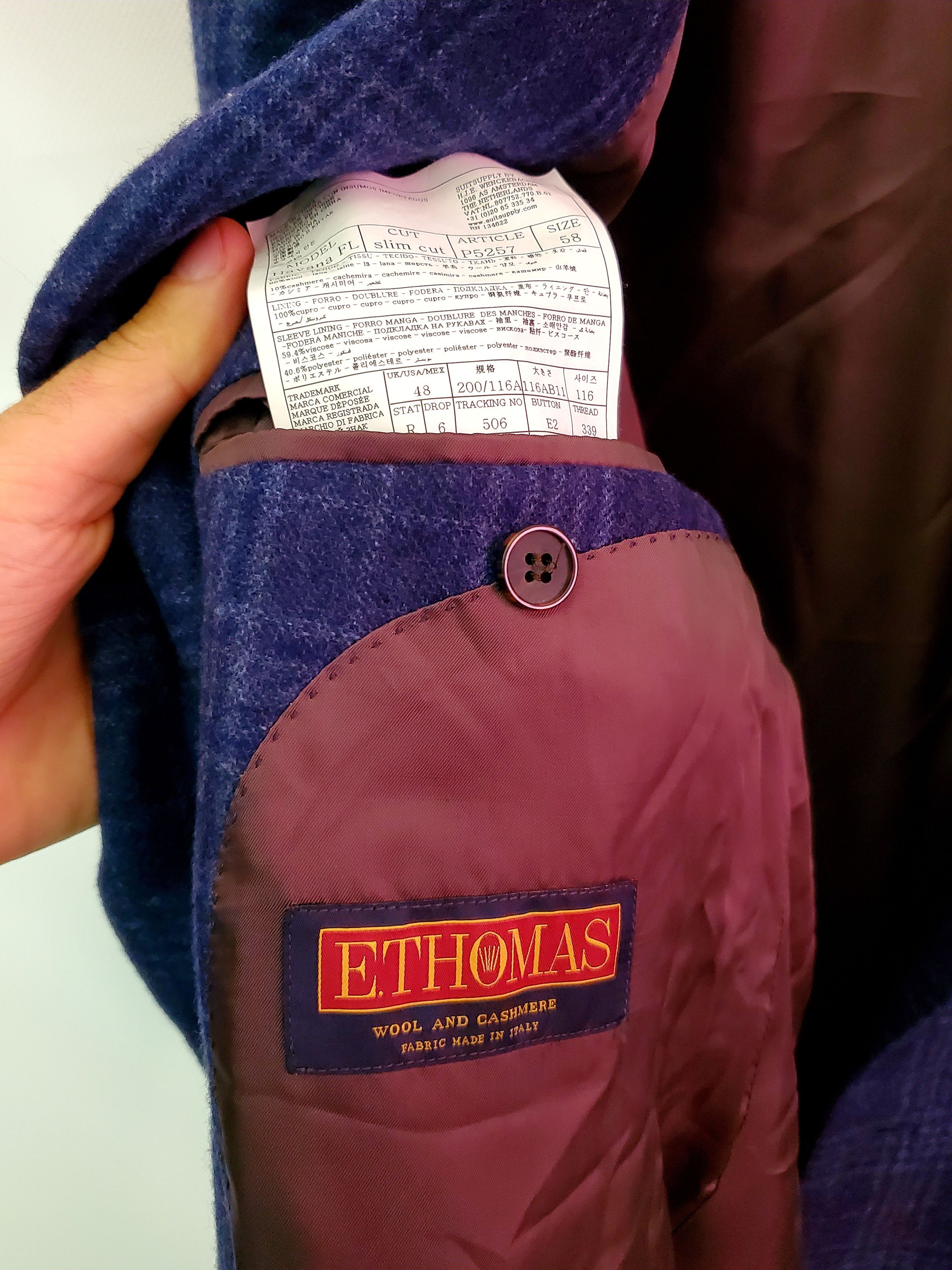 Suitsupply SUITSUPPLY x E. THOMAS Wool & Cashmere Checked Havana Blazer Size 48L - 4 Thumbnail