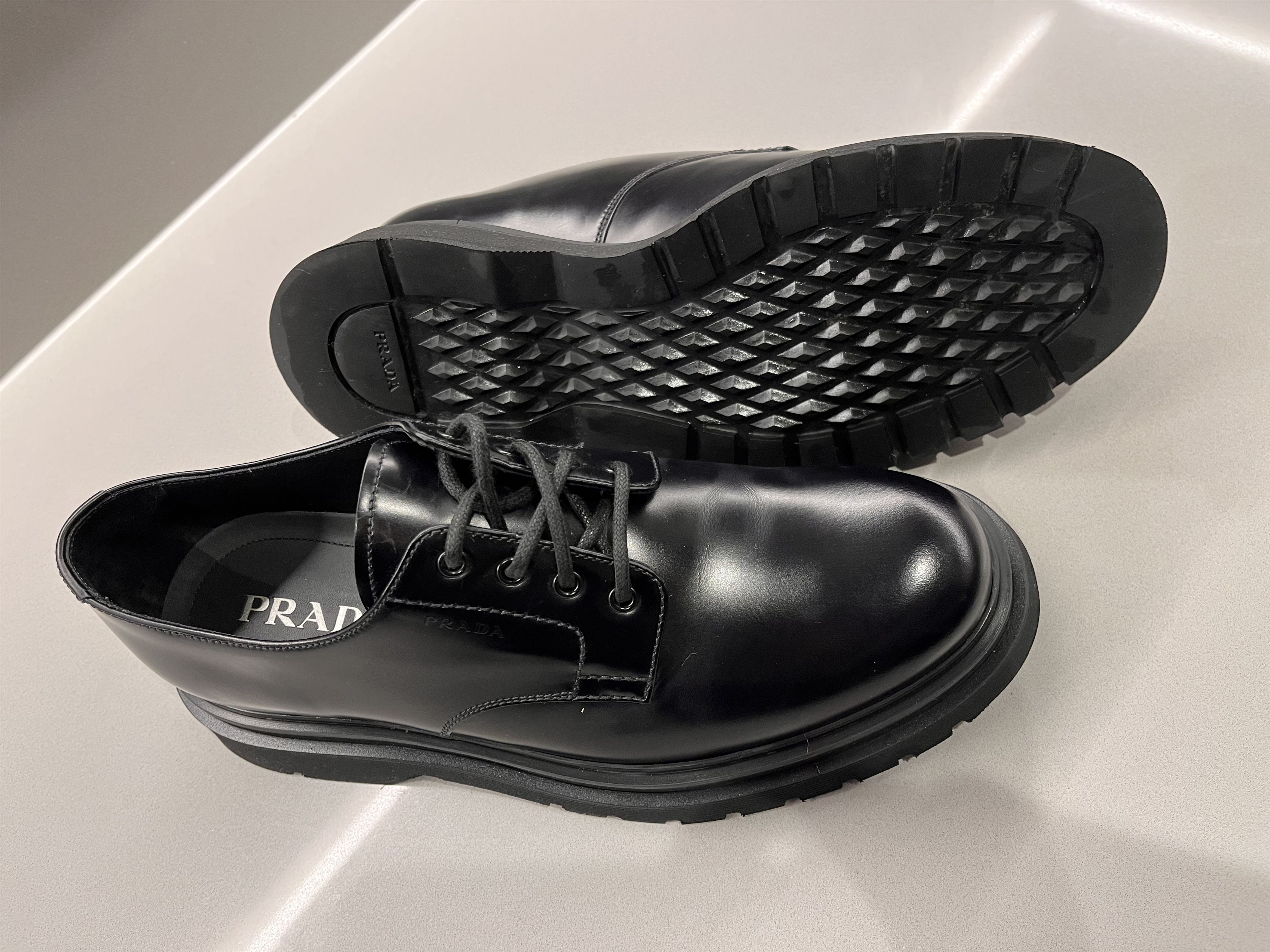 Prada 2EE306 Black Leather Chunky Derby Shoes Size US 9.5 / EU 42-43 - 1 Thumbnail