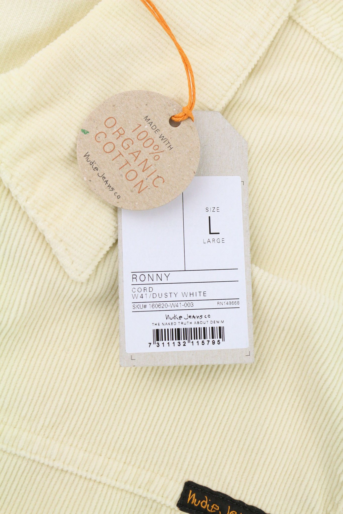 Nudie Jeans RONNY L Dusty White Cotton Corduroy Logo Jacket 81022 Size US L / EU 52-54 / 3 - 7 Thumbnail