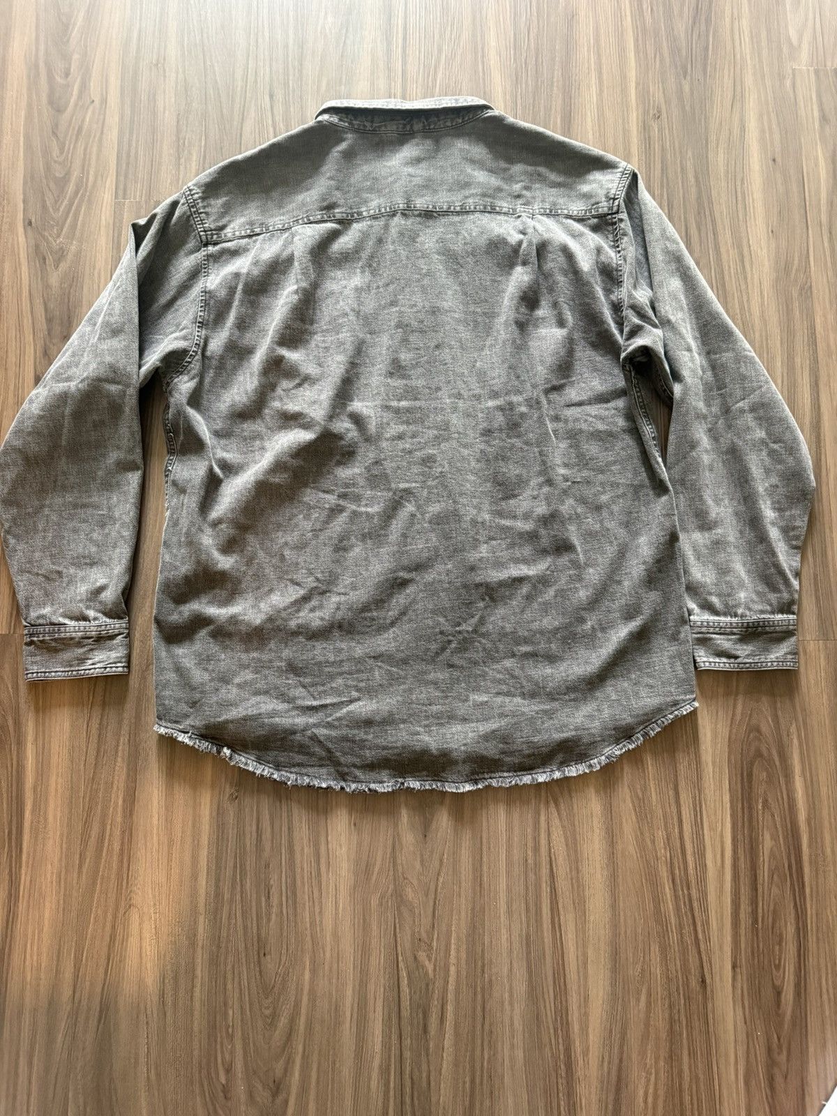 Drew House Drew House Grey Washed Button Up Shirt Men’s XL Raw Hem Size US XL / EU 56 / 4 - 5 Thumbnail