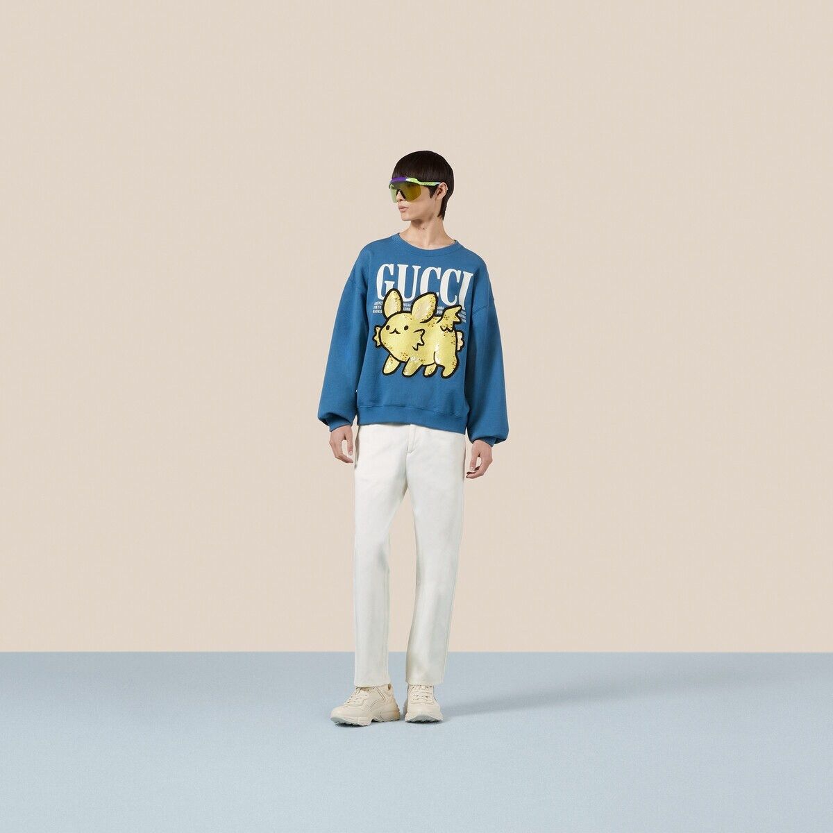 Gucci o1s1wg111025 Cotton Sweatshirt With Animal Patch in Blue Size US XXL / EU 58 / 5 - 2 Thumbnail