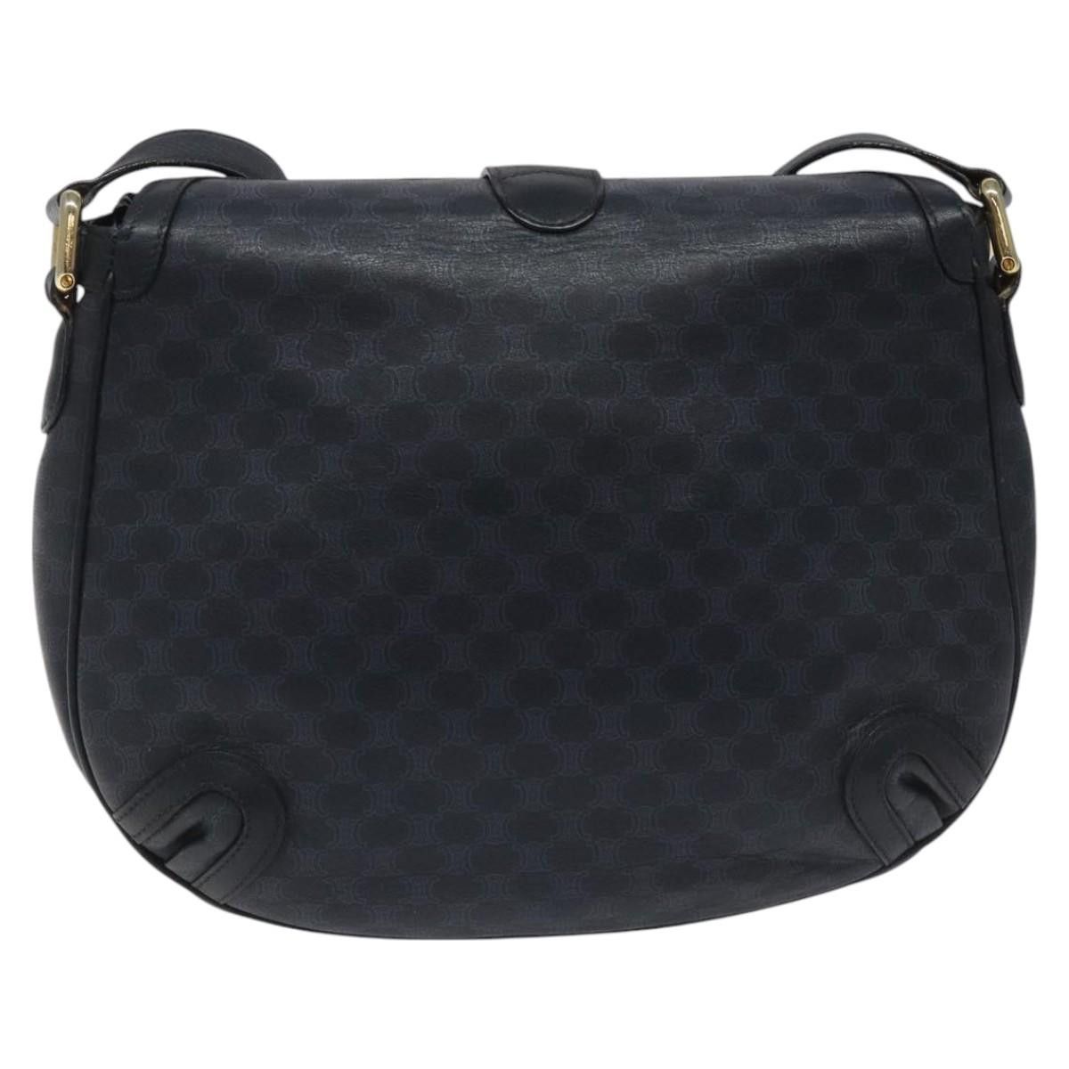 Celine CELINE Macadam Canvas Shoulder Bag Leather Navy Gold Size ONE SIZE - 3 Thumbnail