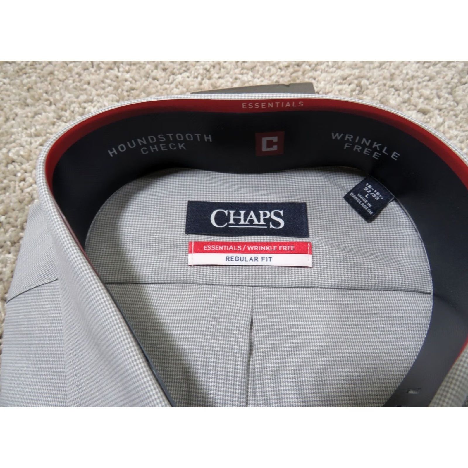 Chaps NWT Chaps Regular Fit Gray Check Button-Down Shirt Sz L LS Size US L / EU 52-54 / 3 - 4 Thumbnail