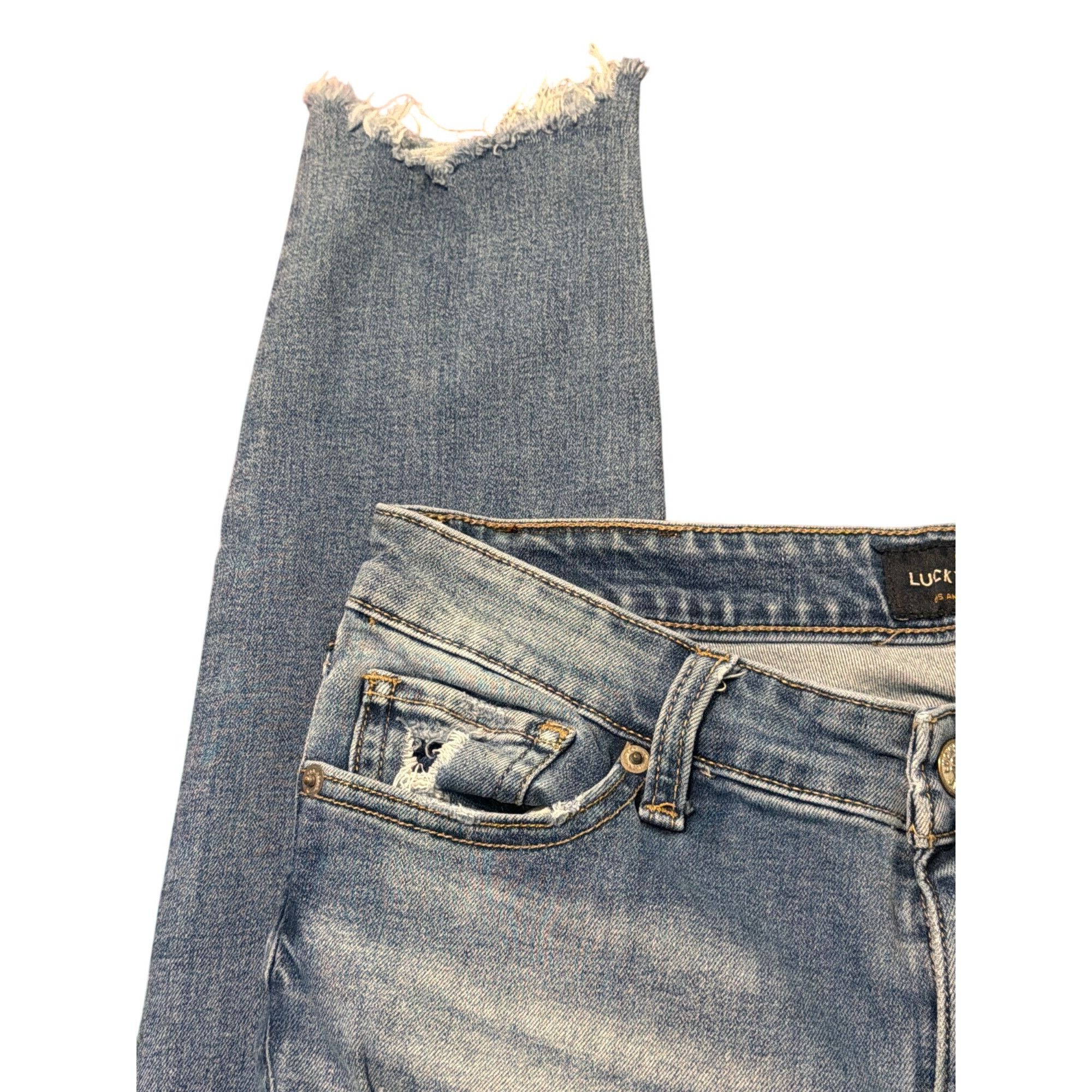 Lucky Brand Lucky Brand Ava Skinny Distressed Blue Jeans Denim Frayed He Size 28" / US 6 / IT 42 - 3 Thumbnail