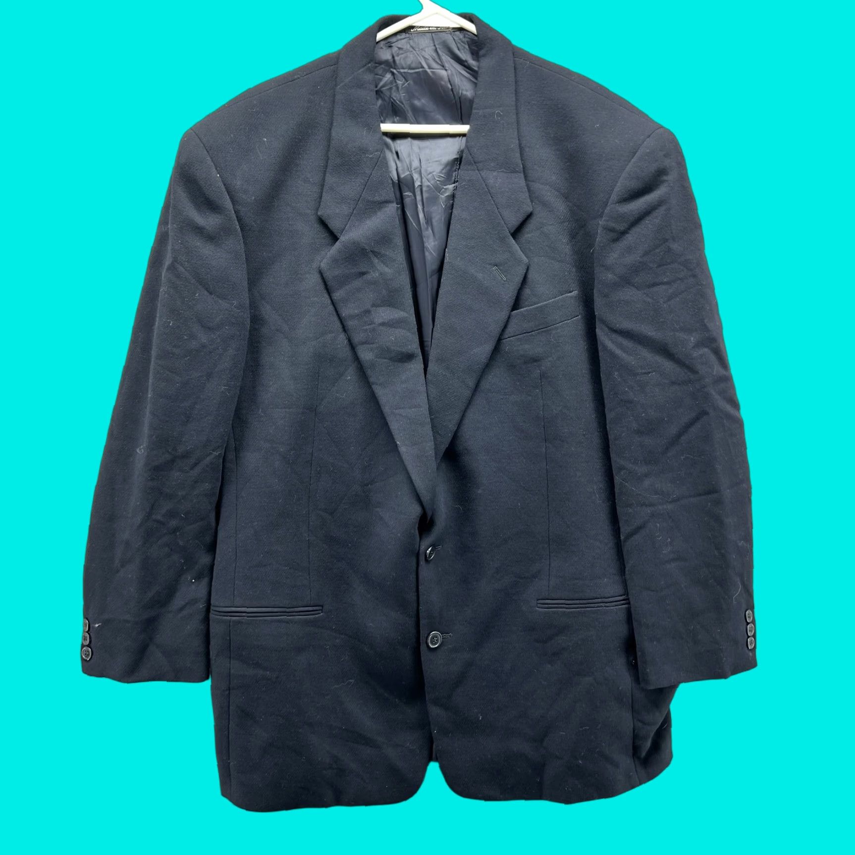 Giorgio Armani Giorgio Armani Le Collezioni Blazer Men 44L Navy Wool Solid Notch Long Flat Front Double-Vented Two-Button Italy Classic Dress Blazer Fall Winter Size 44R - 1 Thumbnail