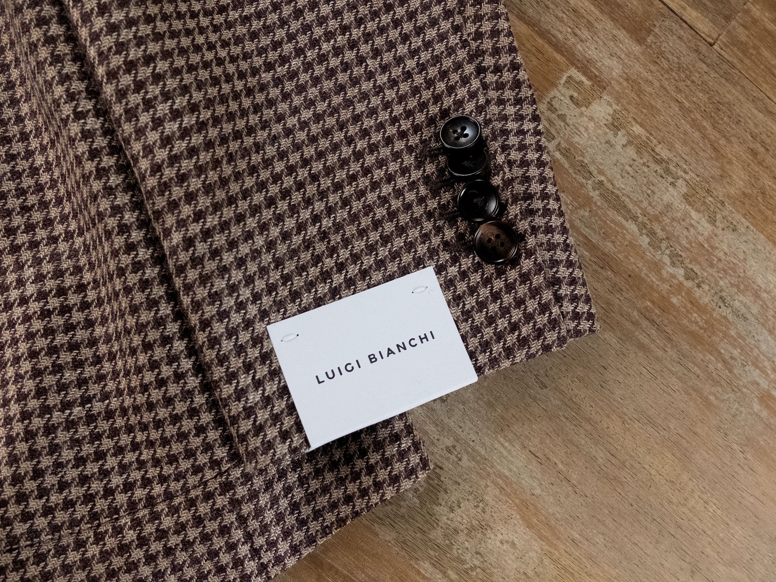 Luigi Bianchi LUIGI BIANCHI brown wool silk linen houndstooth sportcoat Size 40R - 4 Thumbnail