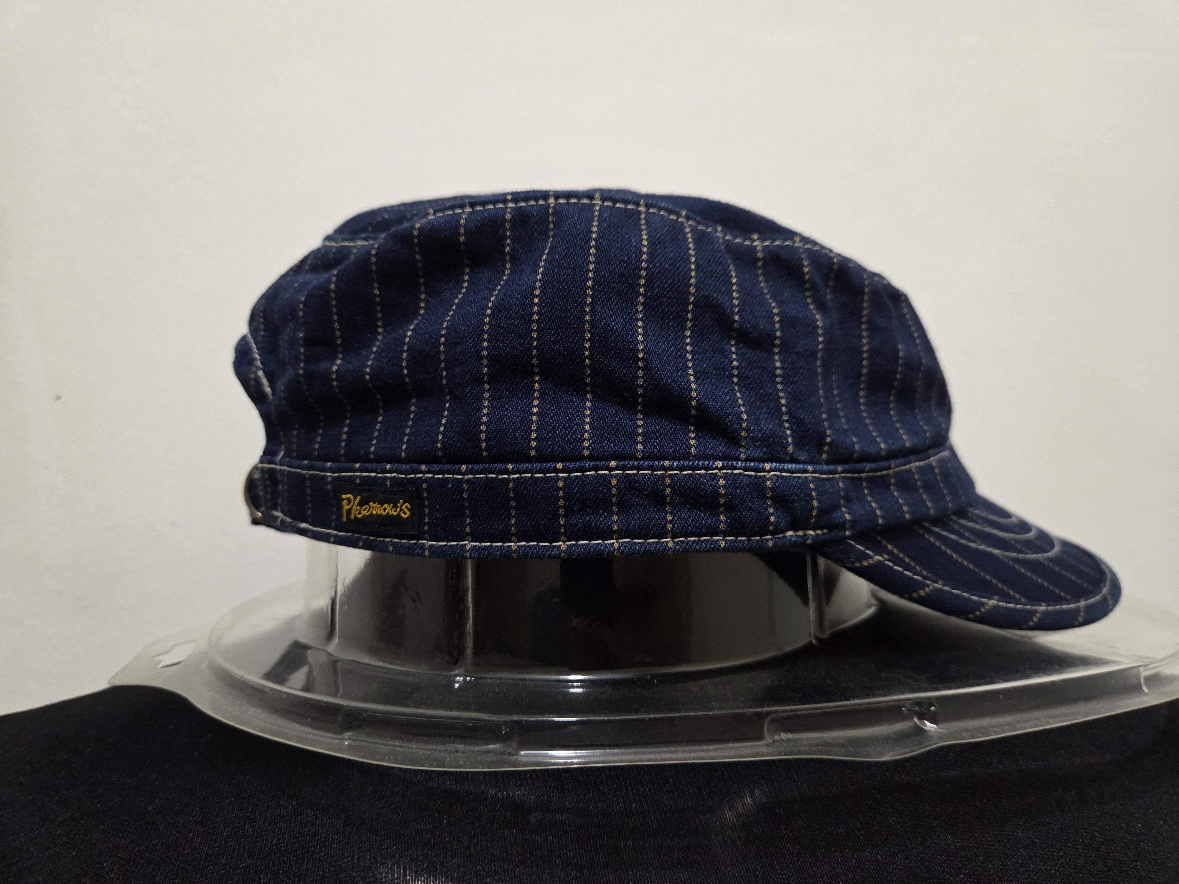Pherrow's Vintage Pherrow's Indigo Wabash Stripe Work Cap Railroader Size ONE SIZE - 2 Thumbnail