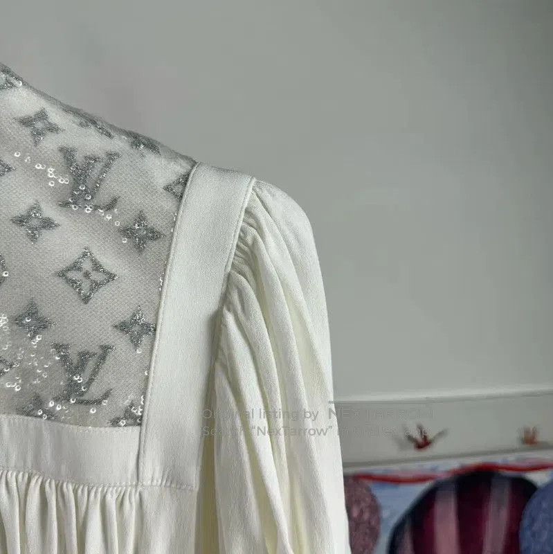 Louis Vuitton Louis Vuitton White Silk Women's Dress . Size S / US 4 / IT 40 - 4 Thumbnail