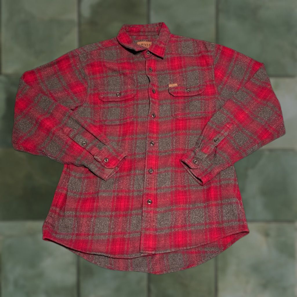 Orvis Orvis Heavyweight Flannel Shirt Jacket Mens L Red Plaid Outdoor Button-Up Size US L / EU 52-54 / 3 - 1 Thumbnail
