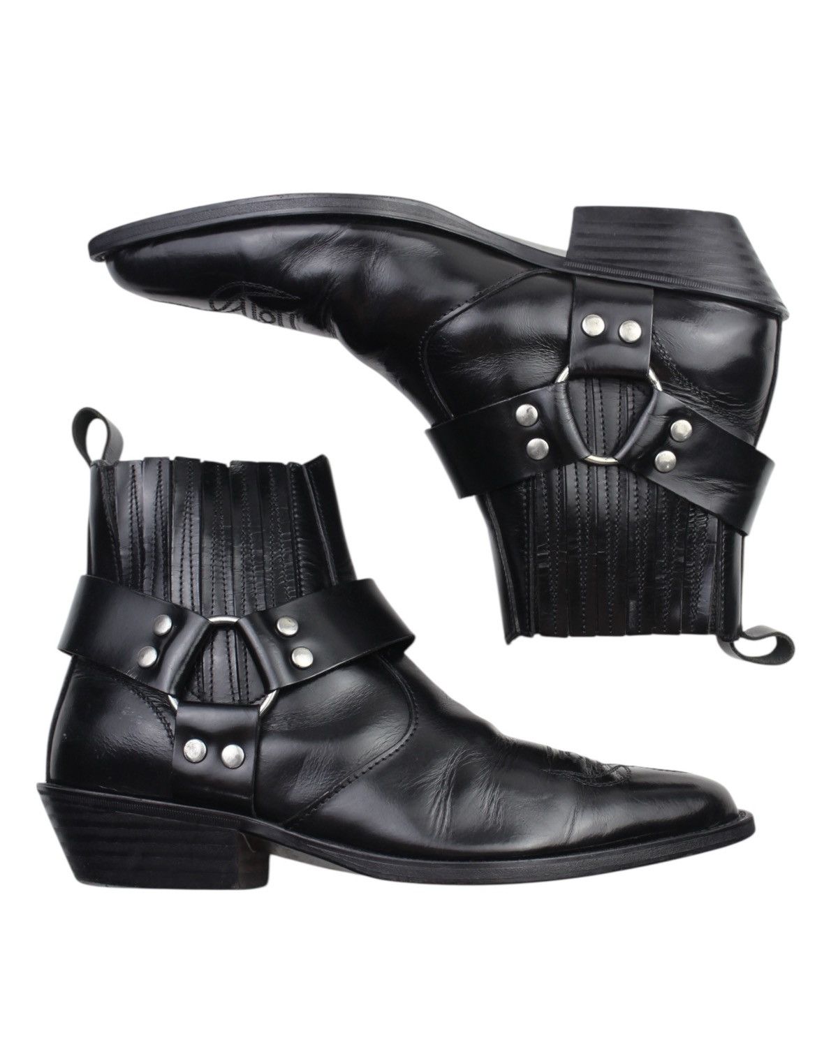 Vintage 2000S WESTERN USA BLACK HARNESS BOOTS Size US 7 / EU 40 - 2 Thumbnail