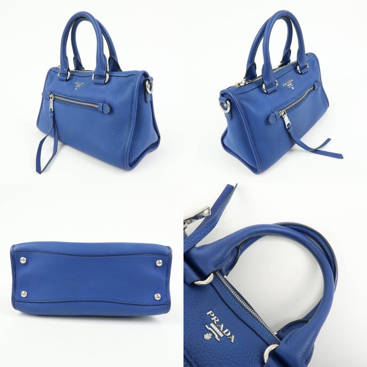 Prada Prada Vitello Daino Calfskin Shoulder Bag Blue Size ONE SIZE - 3 Thumbnail