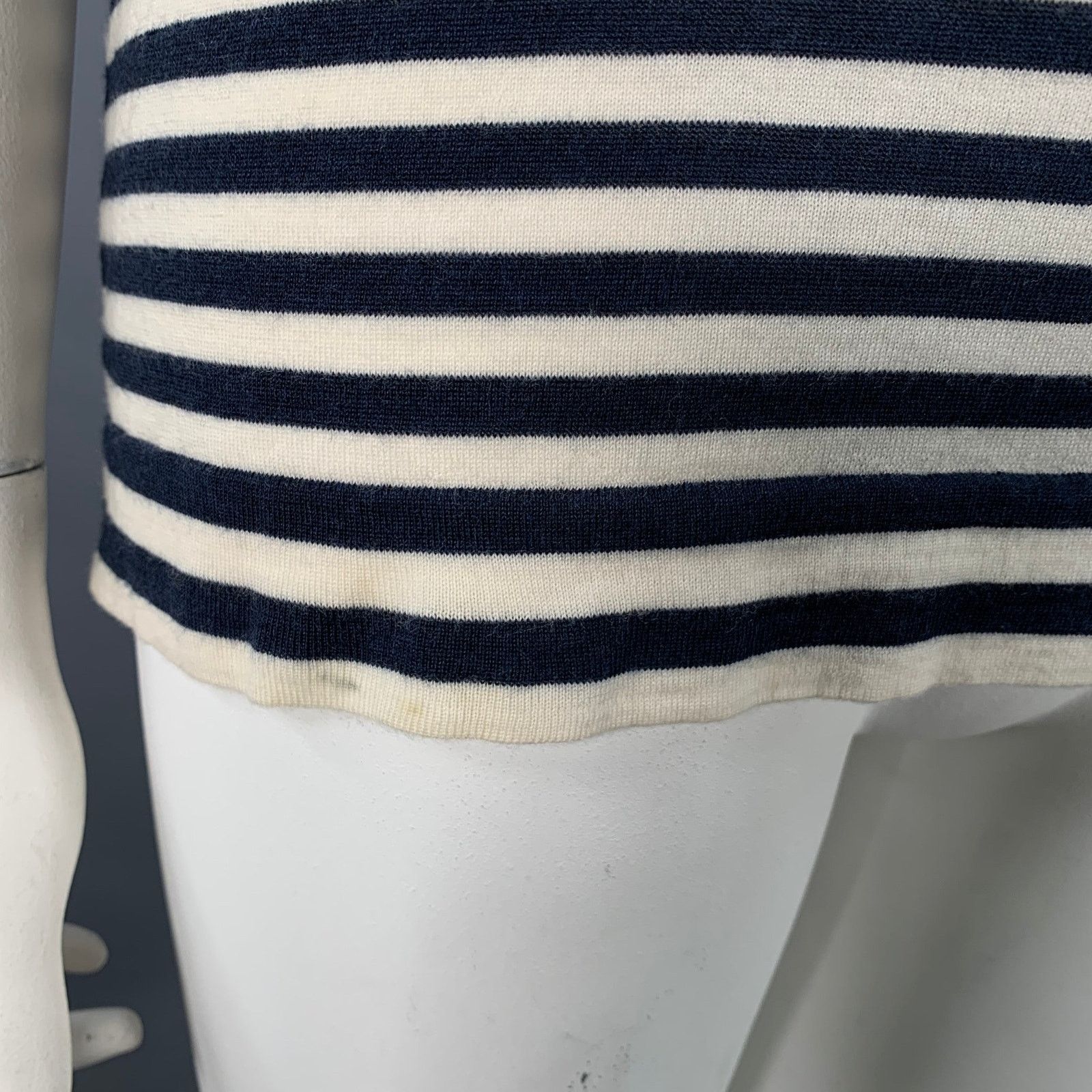 Akris White Multi Color Wool Stripe Color Block Crew Neck T-Shirt Size XL / US 12-14 / IT 48-50 - 5 Thumbnail
