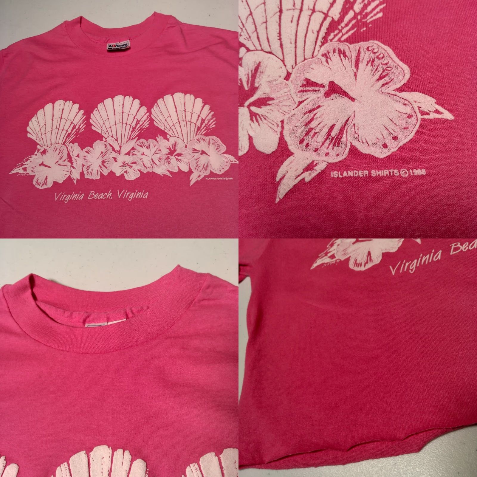 Hanes VINTAGE Hanes Cotton Blend Cropped T-Shirt Women M Pink Virginia Beach Beachy Seashell Graphic Short Sleeve Crew Neck Fall Spring Summer Size M / US 6-8 / IT 42-44 - 8 Thumbnail