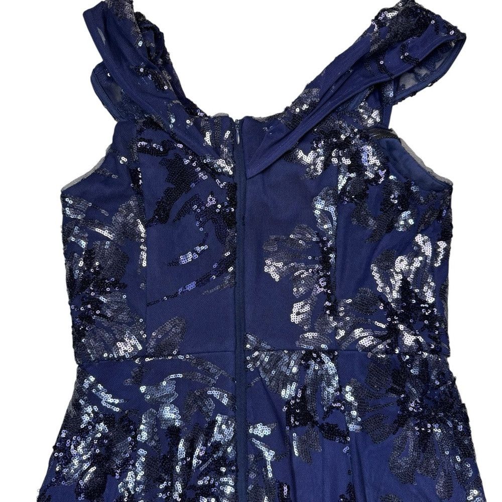 MAGGY LONDON NWT New Maggy London Long Floral Sequined Navy Evening Gown Size M / US 6-8 / IT 42-44 - 5 Thumbnail