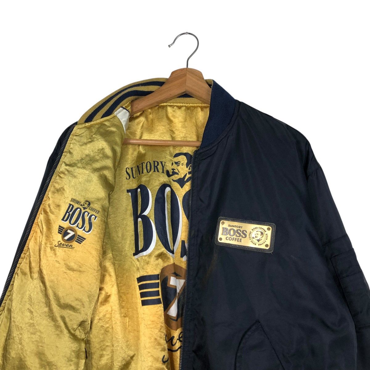 Japanese Brand Reversible Bomber Jacket Satin Suntory Boss Coffee Big Logo Size US M / EU 48-50 / 2 - 15 Thumbnail