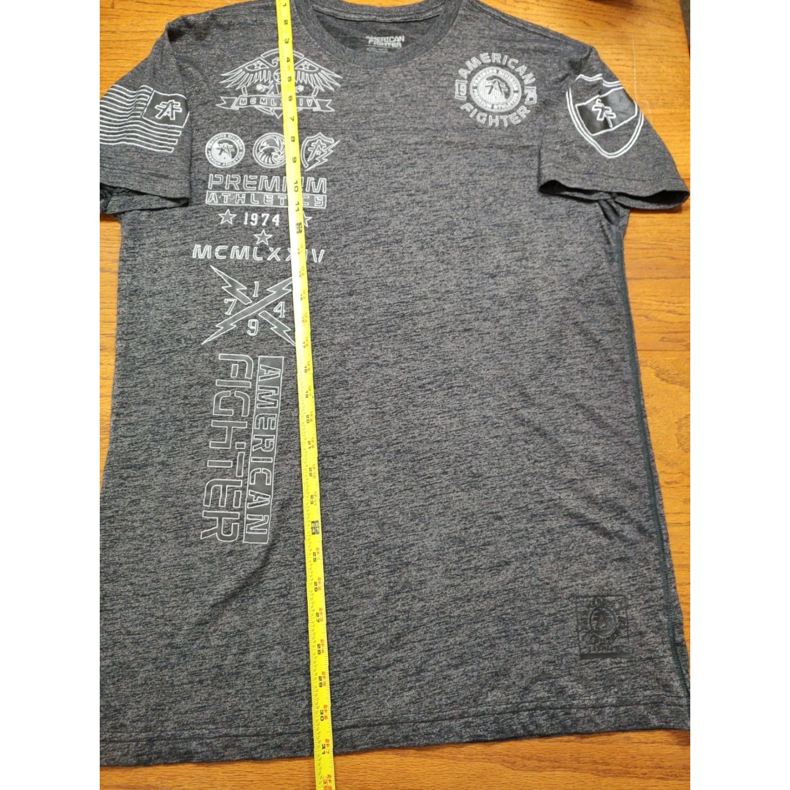 Vintage American Fighter T Shirt Mens XL Gray Logo Double-Sided Short Sleeve Crew Neck Shirt Size US XL / EU 56 / 4 - 6 Thumbnail