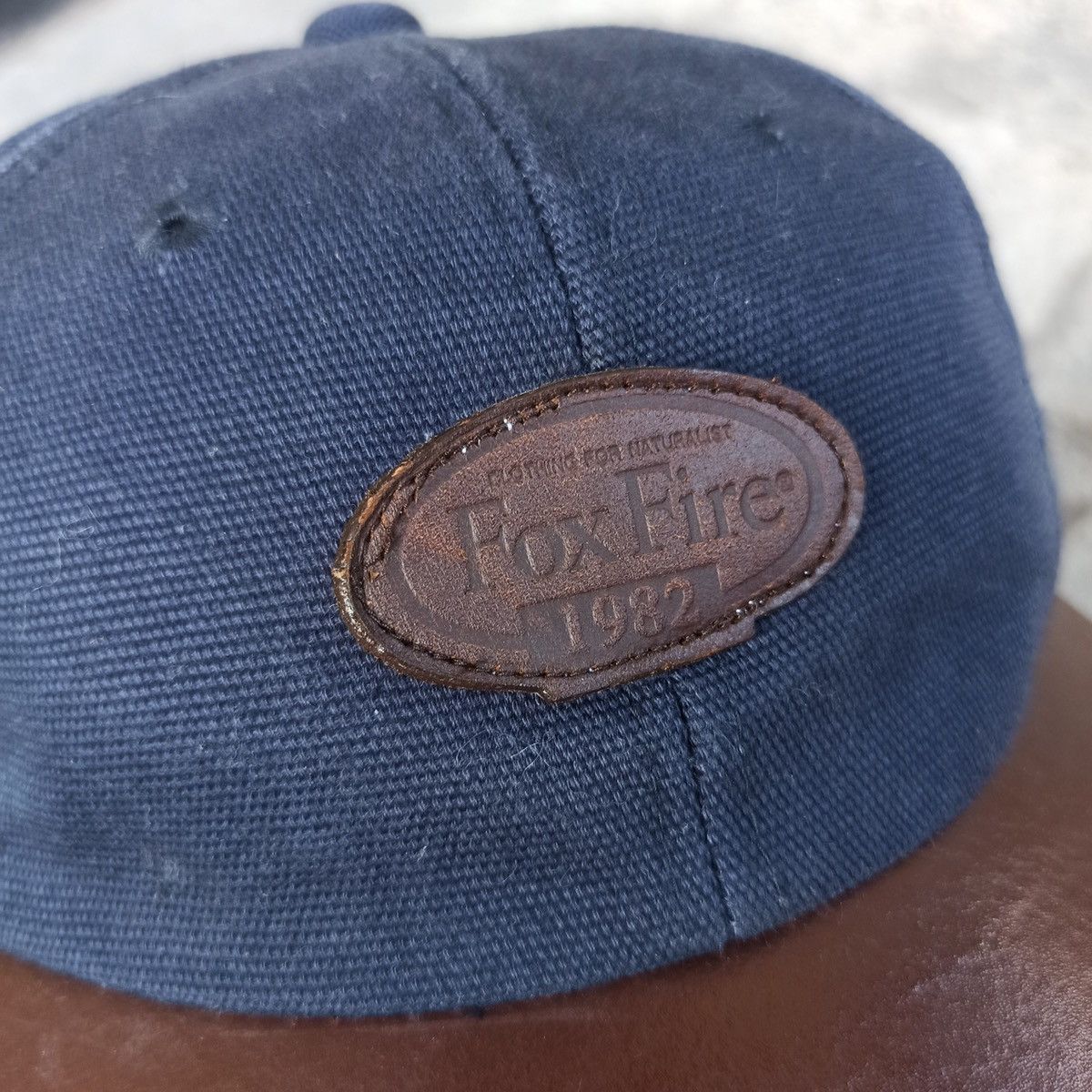 Leather × Vintage Fox fire hat with bold leather visor Size ONE SIZE - 13 Thumbnail