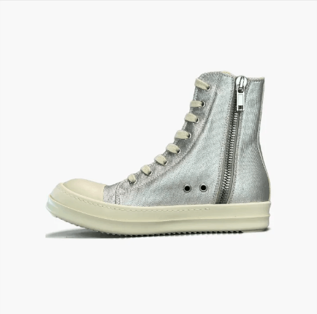 Rick Owens Rick Owens Silver High Canvas Sneakers Size 36 Size US 6 / IT 36 - 2 Thumbnail