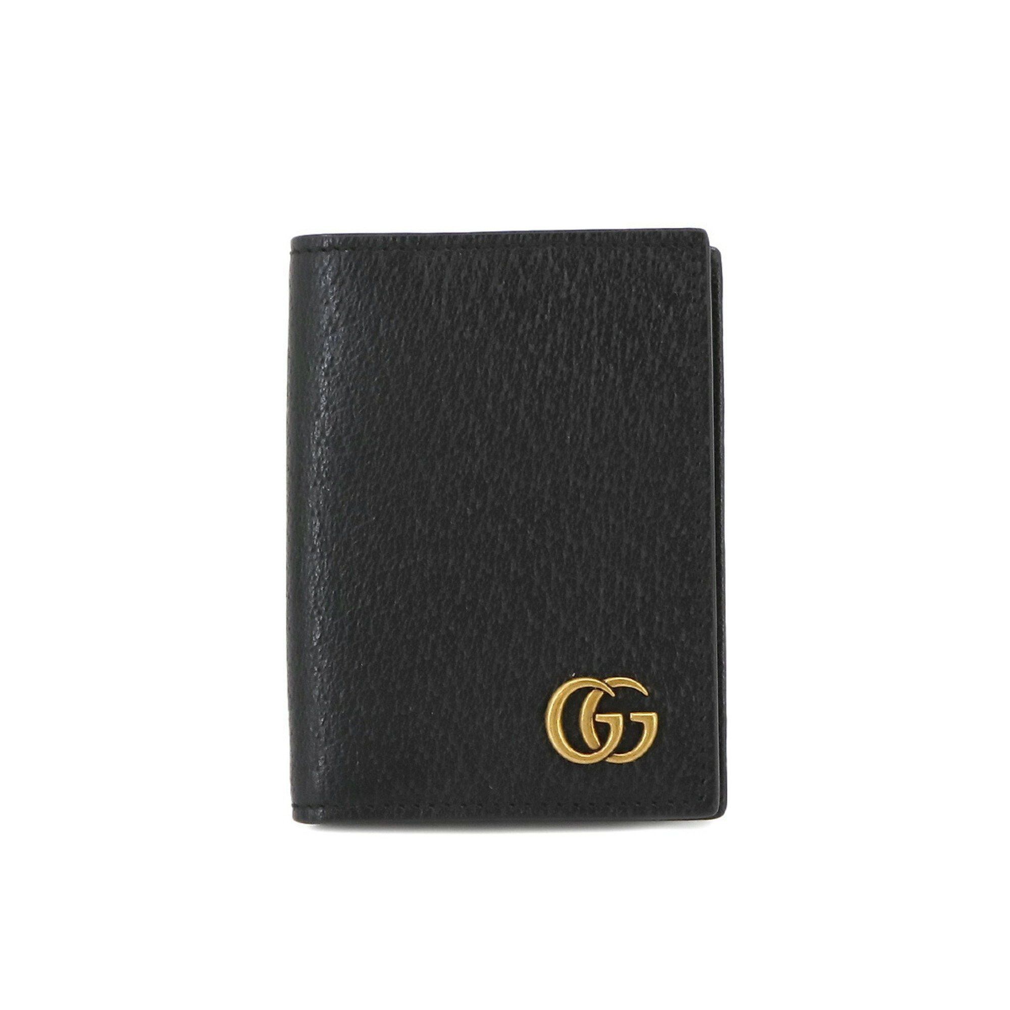 image of Gucci GG Marmont Business Card Holder/card Case Leather Black 428737 Gold Hardware, Women's