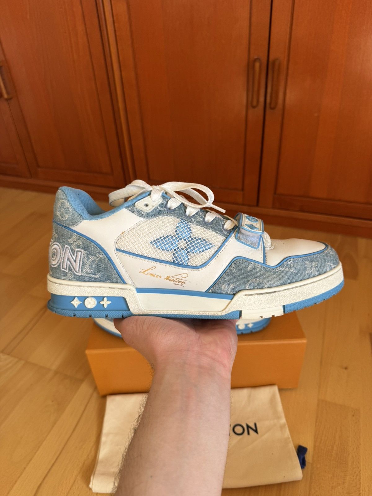 Louis Vuitton Louis Vuitton LV Trainer Velcro Strap Blue Denim Size US 10.5 / EU 43-44 - 3 Thumbnail