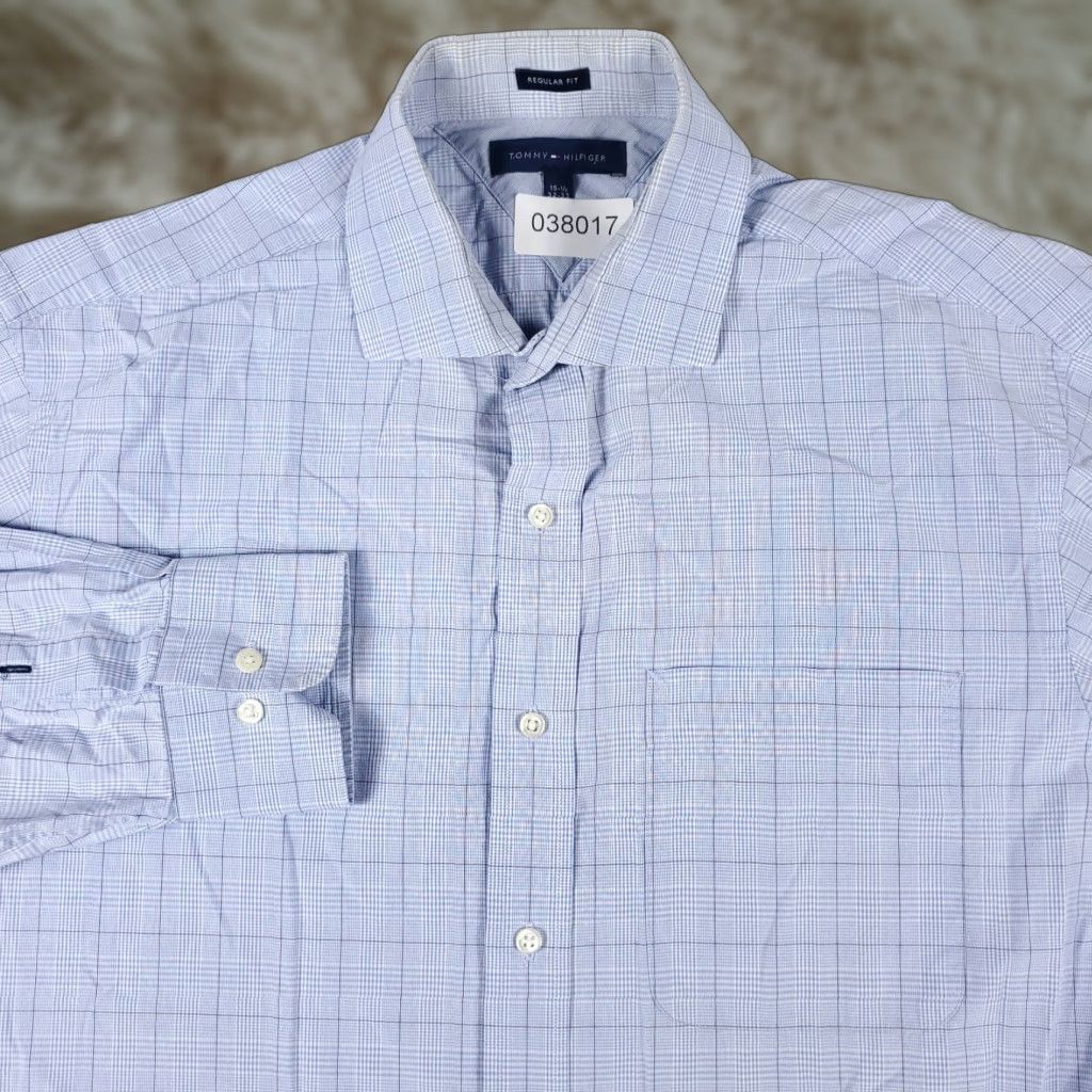 Tommy Hilfiger Tommy Hilfiger Shirt Mens 15.5 Blue Plaid Dress Button Up Long Sleeve Shirt Mens 15.5 Blue Plaid Dress Shirt Button Up Long Sleeve Size 40R - 1 Thumbnail