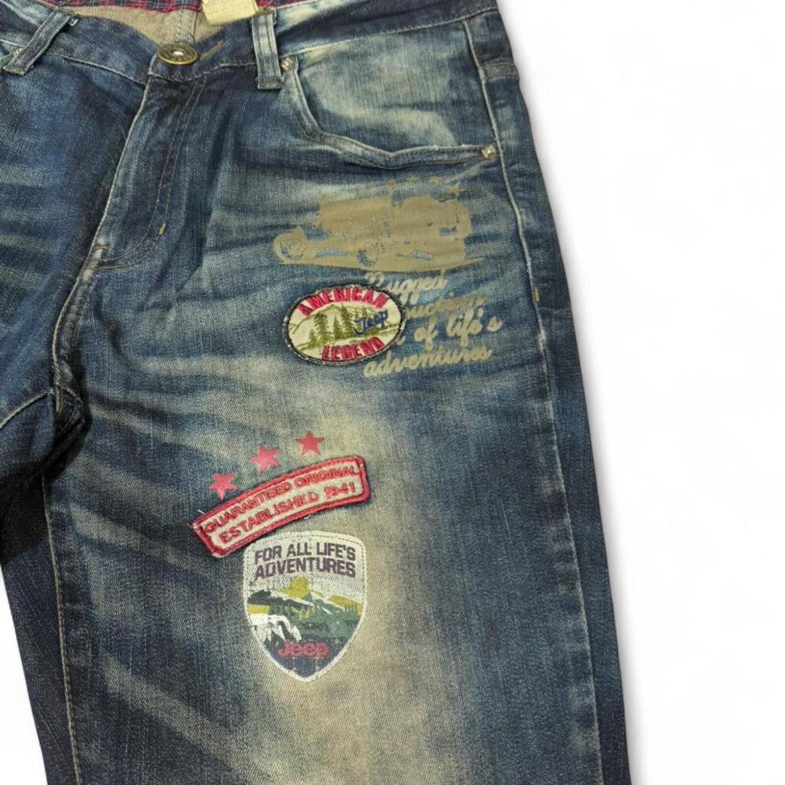 True Religion Jeep Legendary dark wash vintage jeans with patches Size 30" / US 8 / IT 44 - 4 Thumbnail
