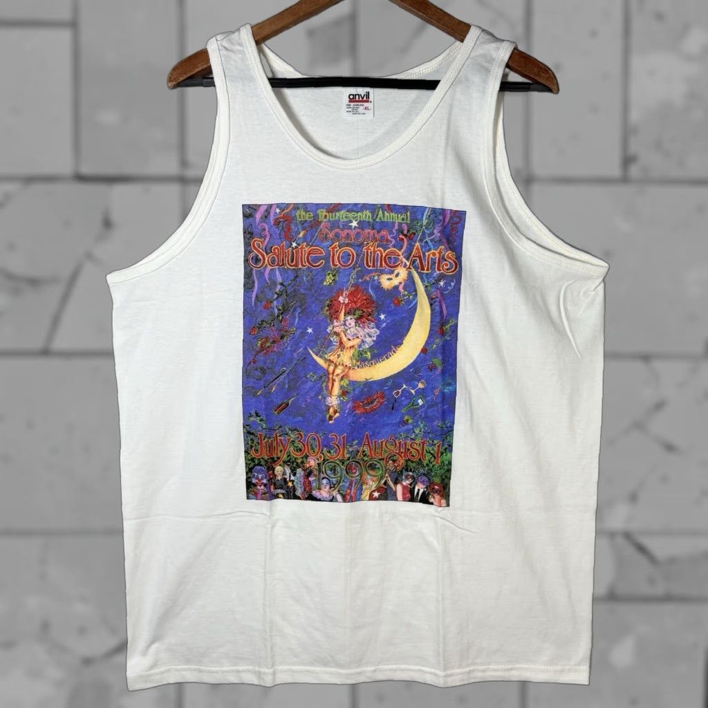 Anvil VTG Anvil White 1999 Salute To The Arts Graphic Sleeveless Shirt Mens XL USA Size US XL / EU 56 / 4 - 1 Thumbnail