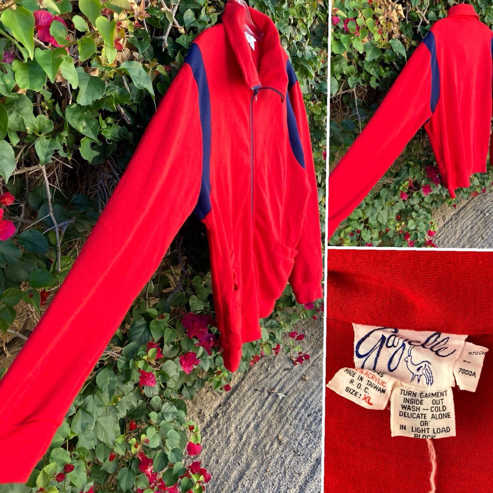 Vintage VINTAGE Gazelle Track Jacket Red XL 70s 80s Full Zip - Acrylic - Men - Stand-Up Collar - Full Zip - Winter Casual Sports Retro Size US XL / EU 56 / 4 - 4 Thumbnail