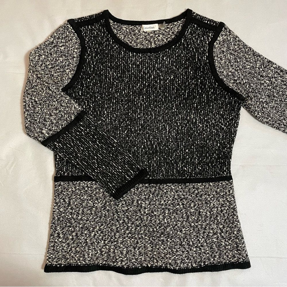 Calvin Klein Calvin Klein Colorblock Black Grey Cotton Blend Sweater Siz Size L / US 10 / IT 46 - 6 Thumbnail