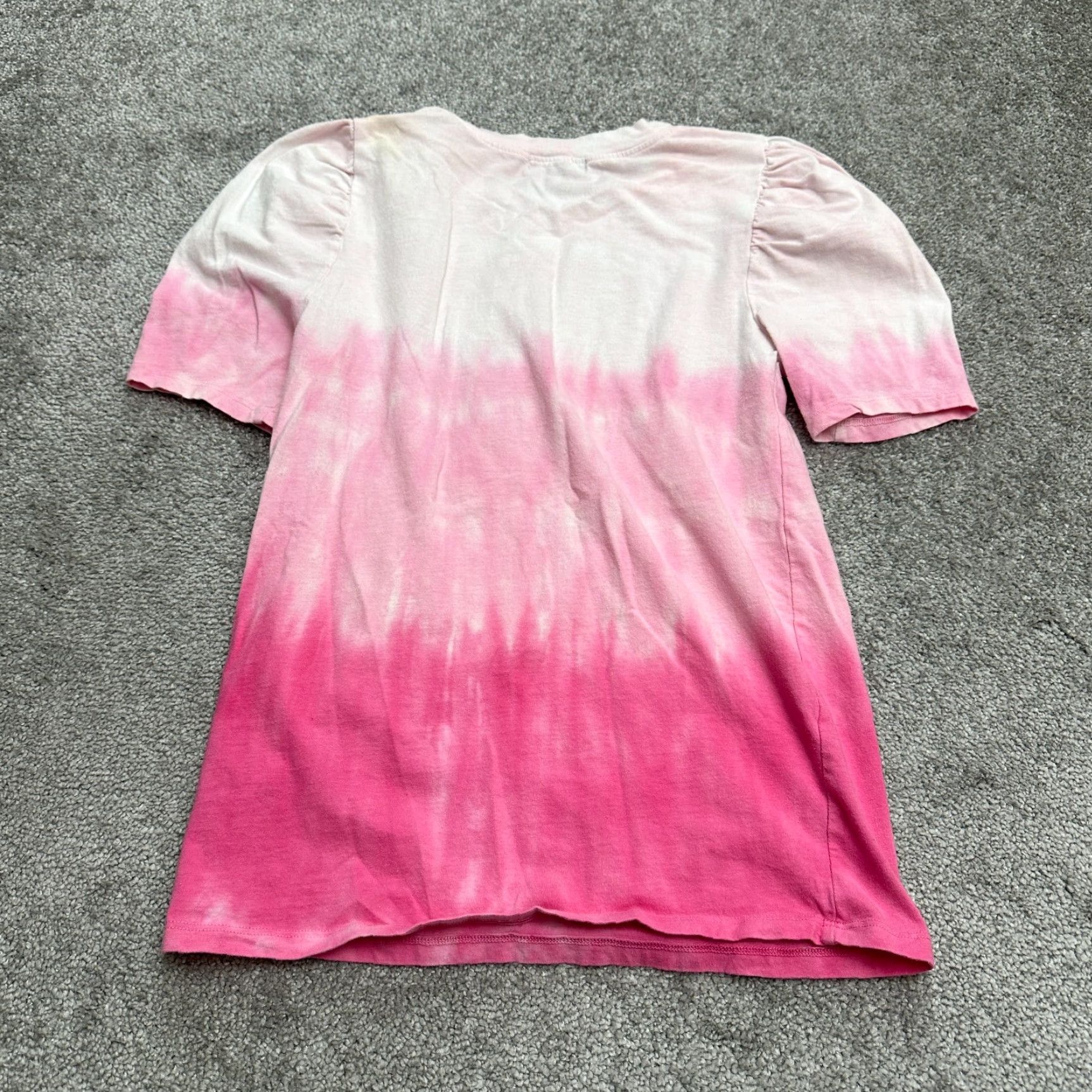 AQUA VINTAGE Aqua Shirt Womens XS Pink Tie-Dye Puff Sleeve Crew Neck Top 60s Beach Love Short Sleeve Womens Size XS / US 0-2 / IT 36-38 - 2 Thumbnail