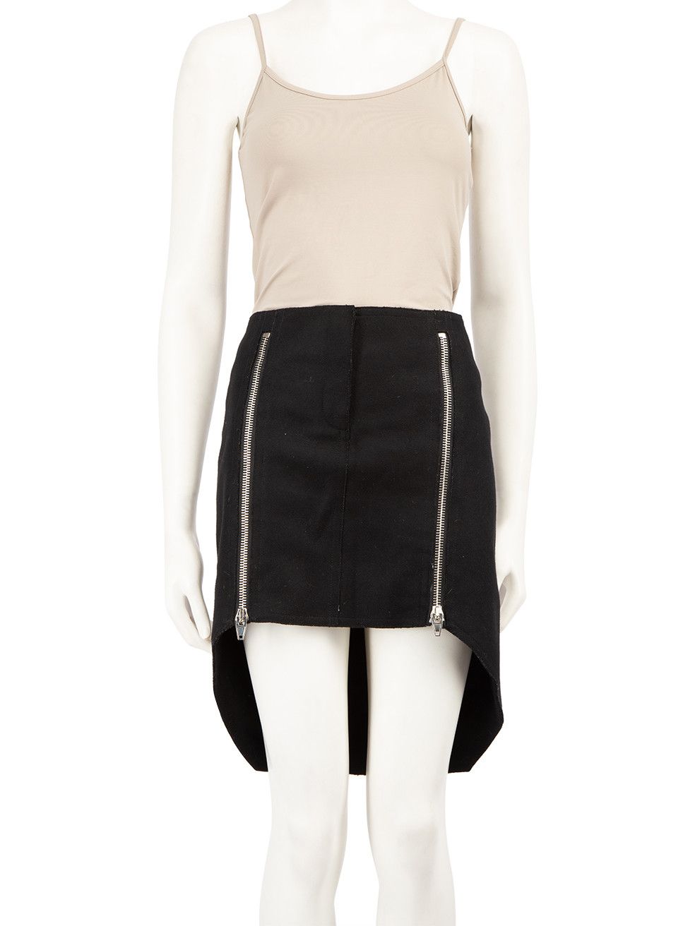 image of Alexander Wang Black Wool Zipped Mini Skirt, Women's (Size 27)