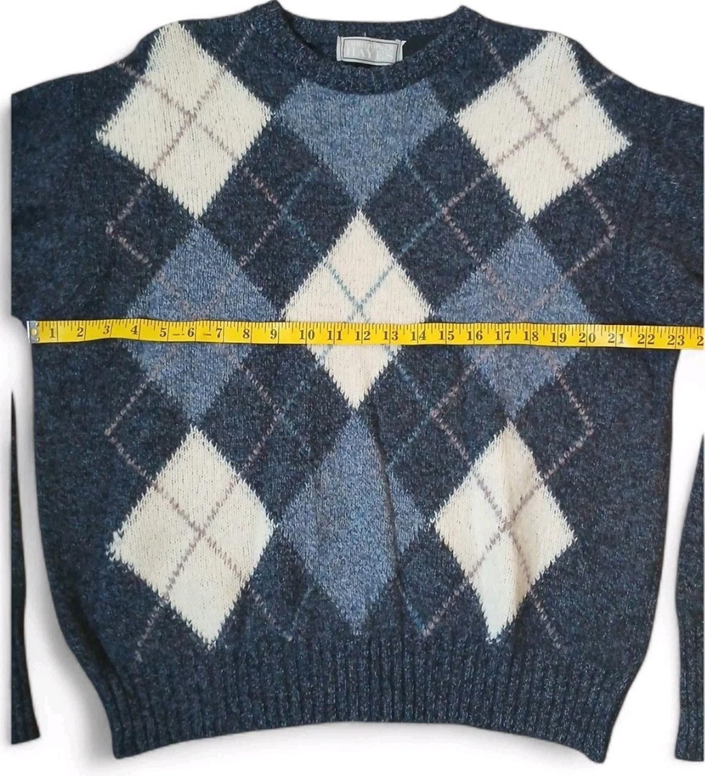 Other Christopher Hayes Shetland Wool Argyle L Sweater Ireland 80s Size US L / EU 52-54 / 3 - 4 Thumbnail