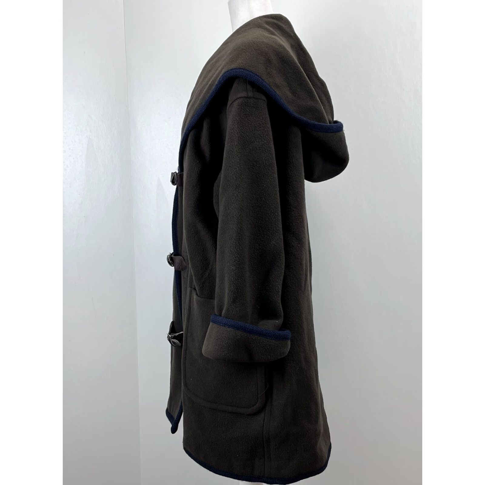 Vintage VINTAGE Unbranded Union Made Wool Coat Jacket 1X Plus Oversized Olive/Brown Buckle Hood Lined USA Women's Coat Size XL / US 12-14 / IT 48-50 - 2 Thumbnail