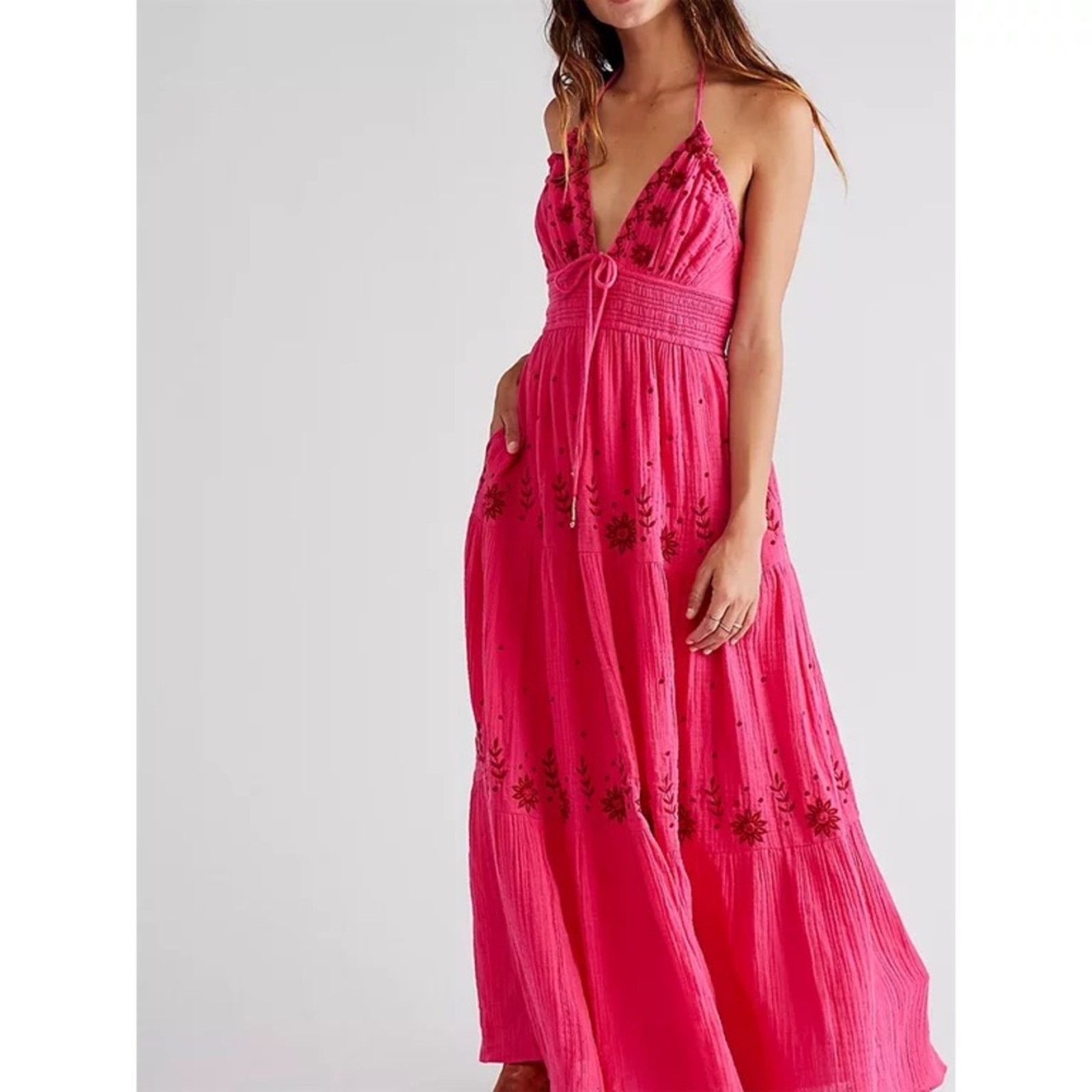Free People 🎉LAST PIECE🎉FREE PEOPLE Real Love Embroidered Maxi‎ Dress Size XS / US 0-2 / IT 36-38 - 7 Thumbnail