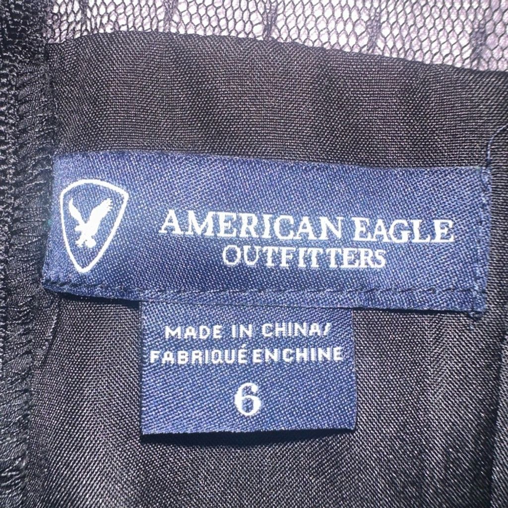 American Eagle Outfitters American Eagle Black Mesh Yoke Fit & Flare Dress Size 6 Size M / US 6-8 / IT 42-44 - 2 Thumbnail