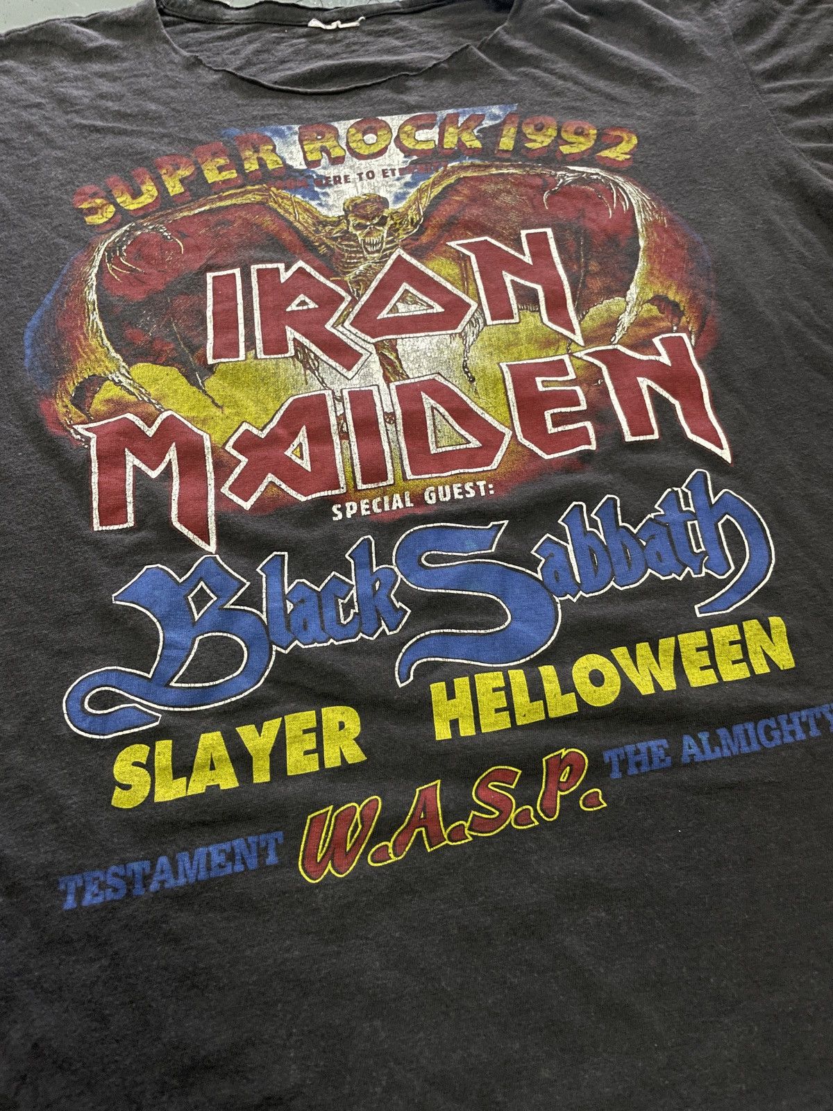 Band Tees × Iron Maiden × Vintage Vintage 90s Iron Maiden “SUPER ROCK” Band Tees Size US M / EU 48-50 / 2 - 2 Thumbnail