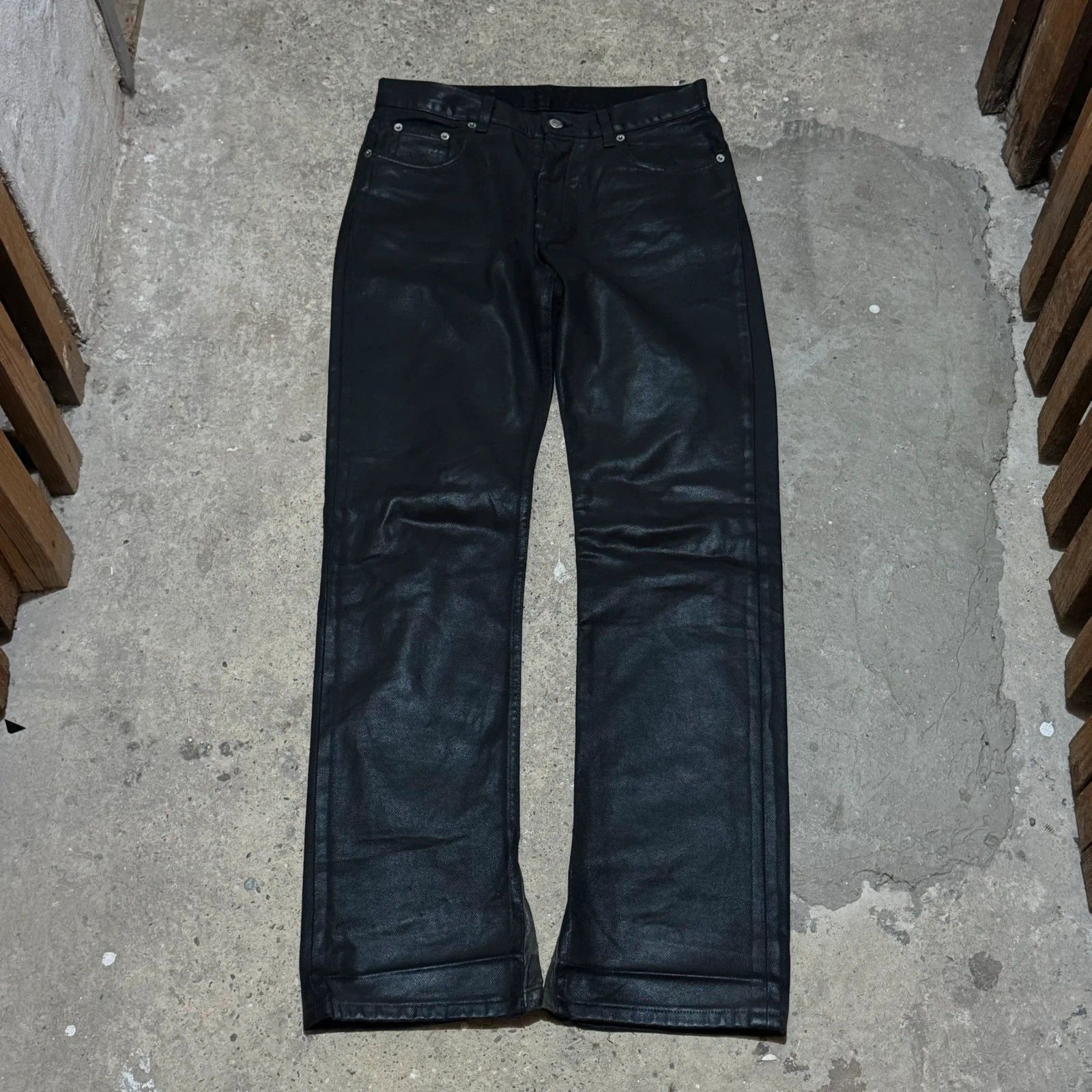 Helmut Lang S/S 1999 Helmut Lang wax coated black denim italian cut Size US 29 - 1 Thumbnail