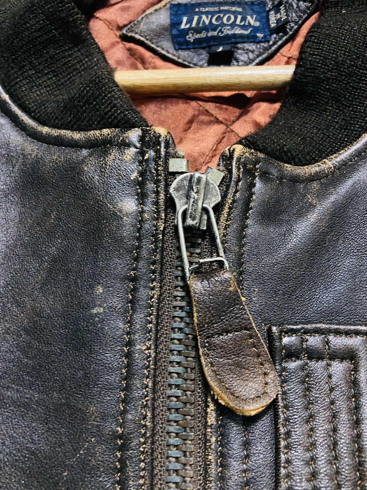 Genuine Leather Vintage Lincoln Sheepskin Leather Bomber Jacket Size US L / EU 52-54 / 3 - 8 Thumbnail
