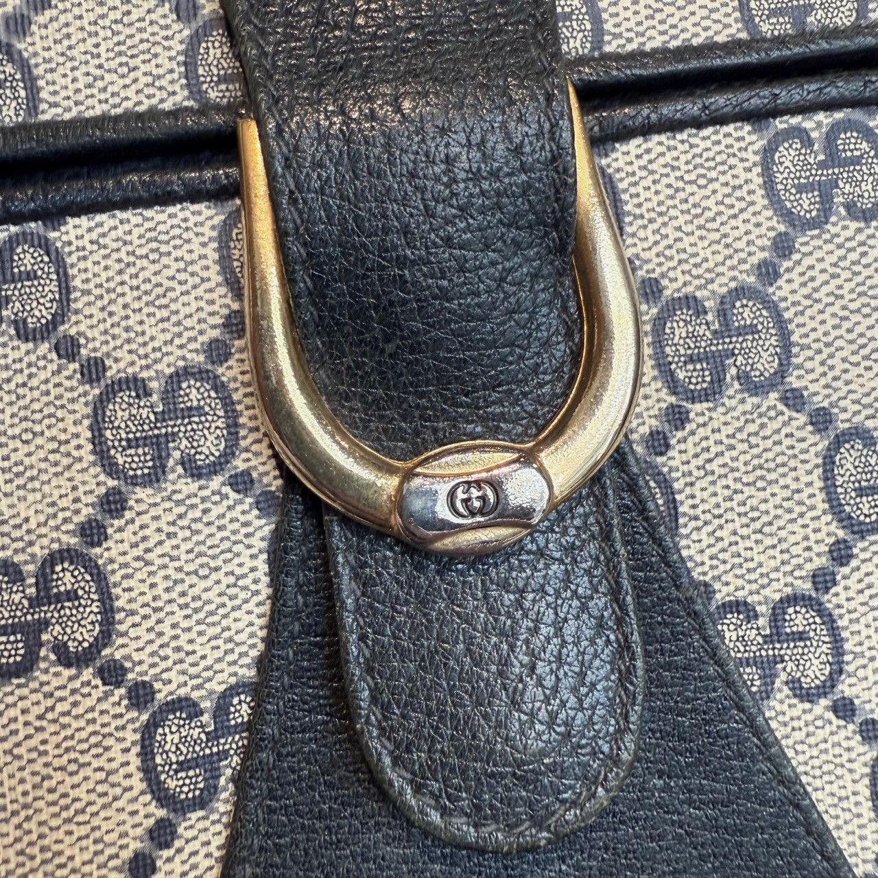 Gucci Gucci Vintage Navy Blue Leather GG Supreme Plus Shoulder Bag Size ONE SIZE - 3 Thumbnail