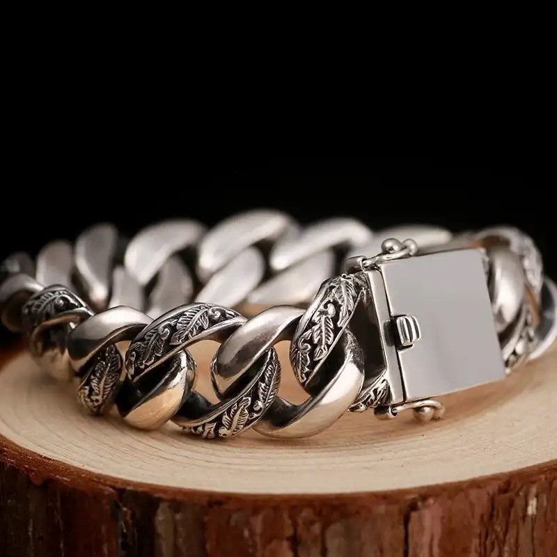 Jewelry × Vintage Cuban Charm Bracelet Men Cuff Trend Domineering Size ONE SIZE - 2 Thumbnail